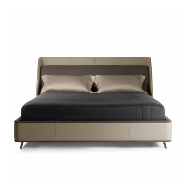 Кровать с обивкой из кожи Carmenta в стиле лофт, модерн, индастриал