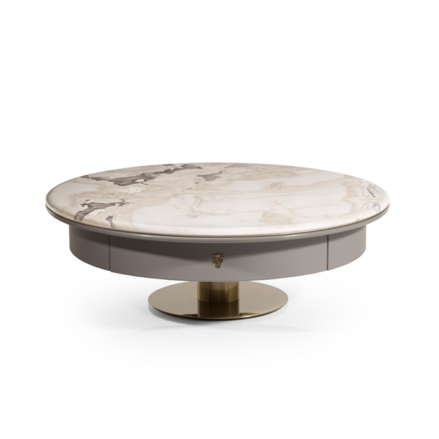 Столик круглый мраморный Tervingi в стиле лофт, модерн, индастриал