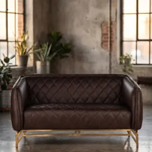 Двухместный диван Diplomat, Black Leather в стиле лофт — купить в OLD LOFT