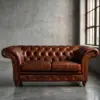 Двухместный диван Milan Quilted Leather — фронт