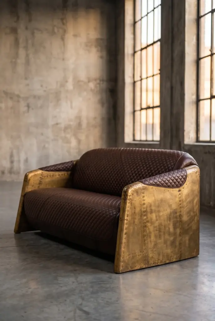 Двухместный диван Take-off Brass Wide 2 Seat
