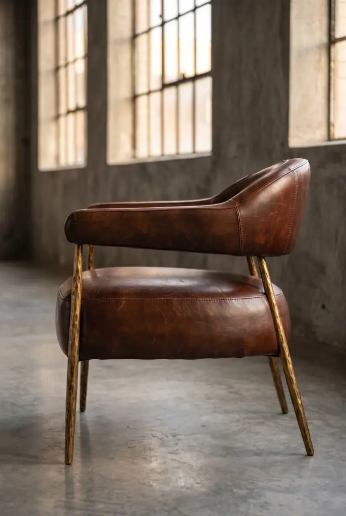 Кожаное кресло с полукруглой спинкой Coqu