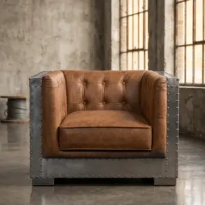 Кресло Boxy Chair Aviator, Aluminum finish в стиле лофт — купить в OLD LOFT