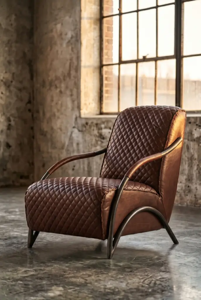 Кресло Bruno, Quilted Leather and Metal