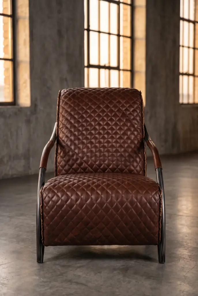 Кресло Bruno, Quilted Leather and Metal