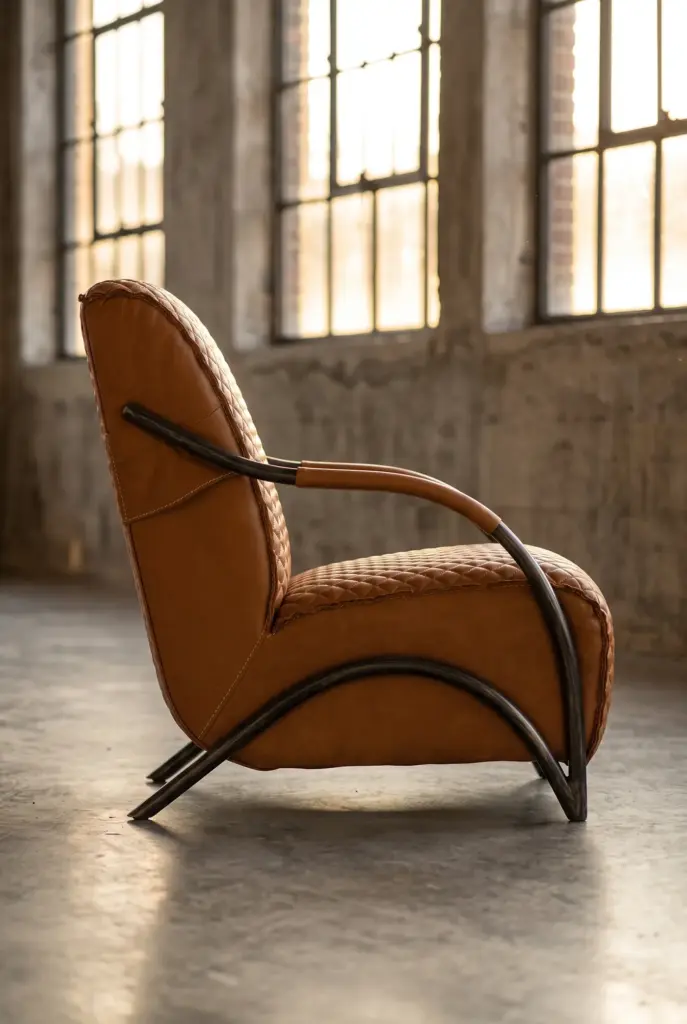 Кресло Bruno, Quilted Leather and Metal