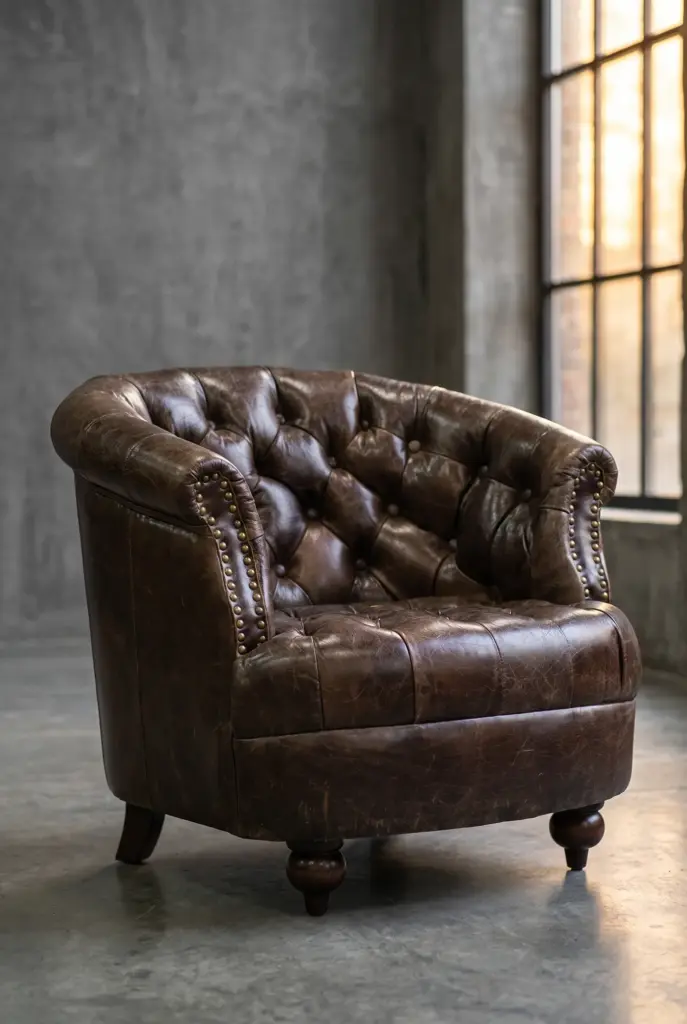 Кресло Comfort, Dark Leather and Wood