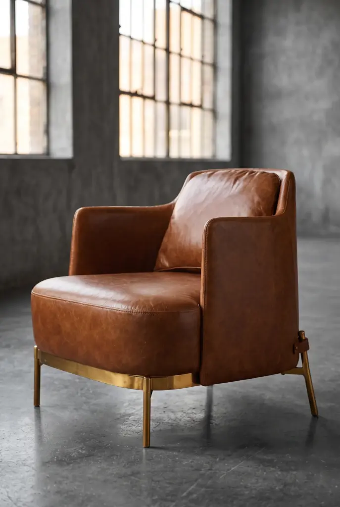 Кресло Gatsby Leather and Gold Base