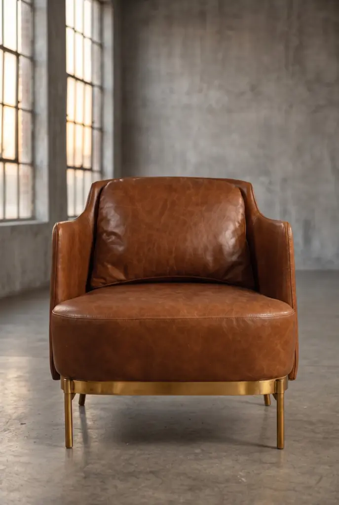 Кресло Gatsby Leather and Gold Base
