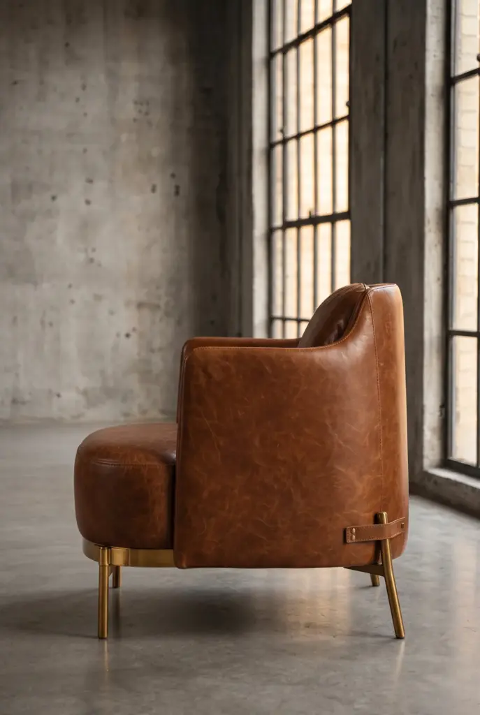 Кресло Gatsby Leather and Gold Base