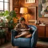 Кресло Siesta Blue, Shabby Leather — в интерьере
