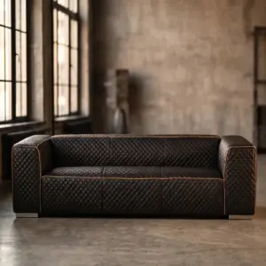 Трехместный диван Atlant, Quilted Leather в стиле лофт — купить в OLD LOFT
