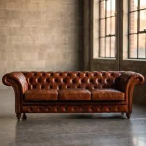 Трехместный диван Milan Brown 3 Seats в стиле лофт — купить в OLD LOFT