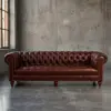 Трехместный диван Nottingham Quilted Leather — фронт