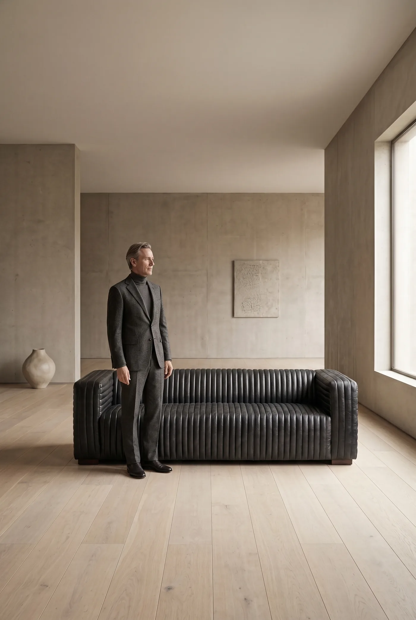 Трехместный диван  Picky leather sofa — в интерьере