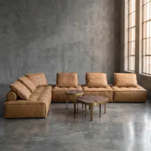 Угловой диван Martini Yellow Leather в стиле лофт — купить в OLD LOFT