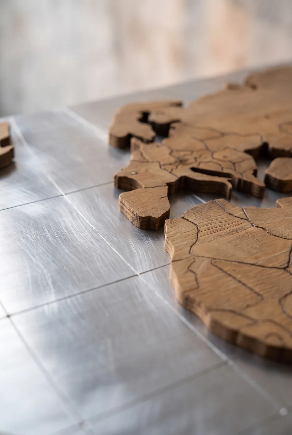 Карта World Map Aluminum and Wood — 45°