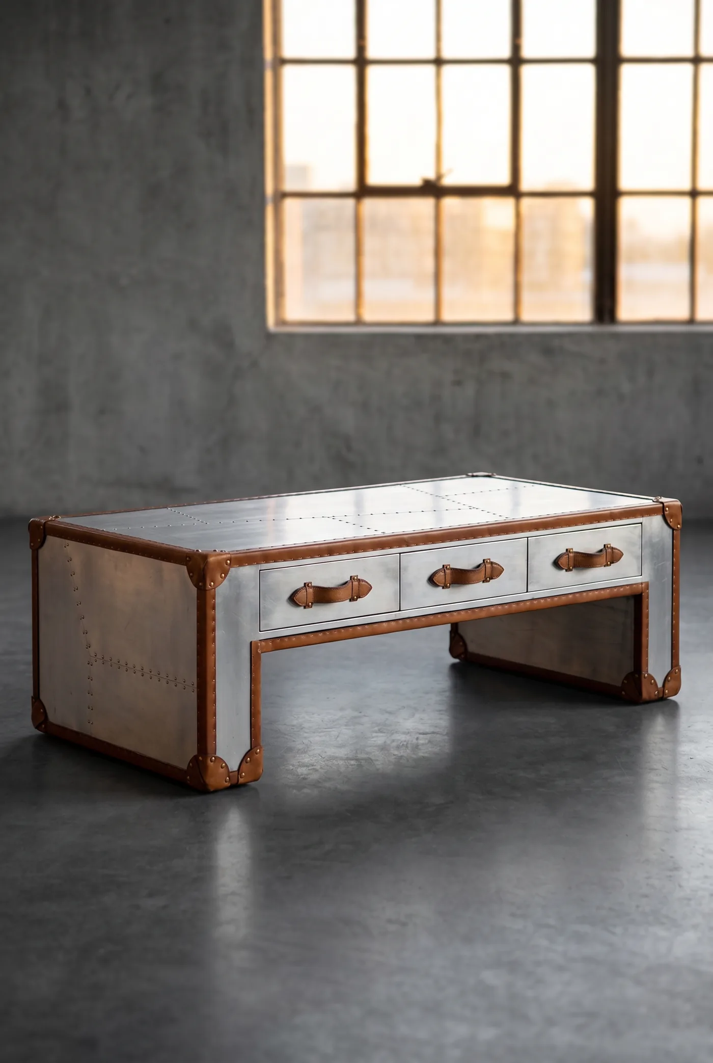 Кофейный столик Stonyhurst Aluminum 3 Drawer — 45°