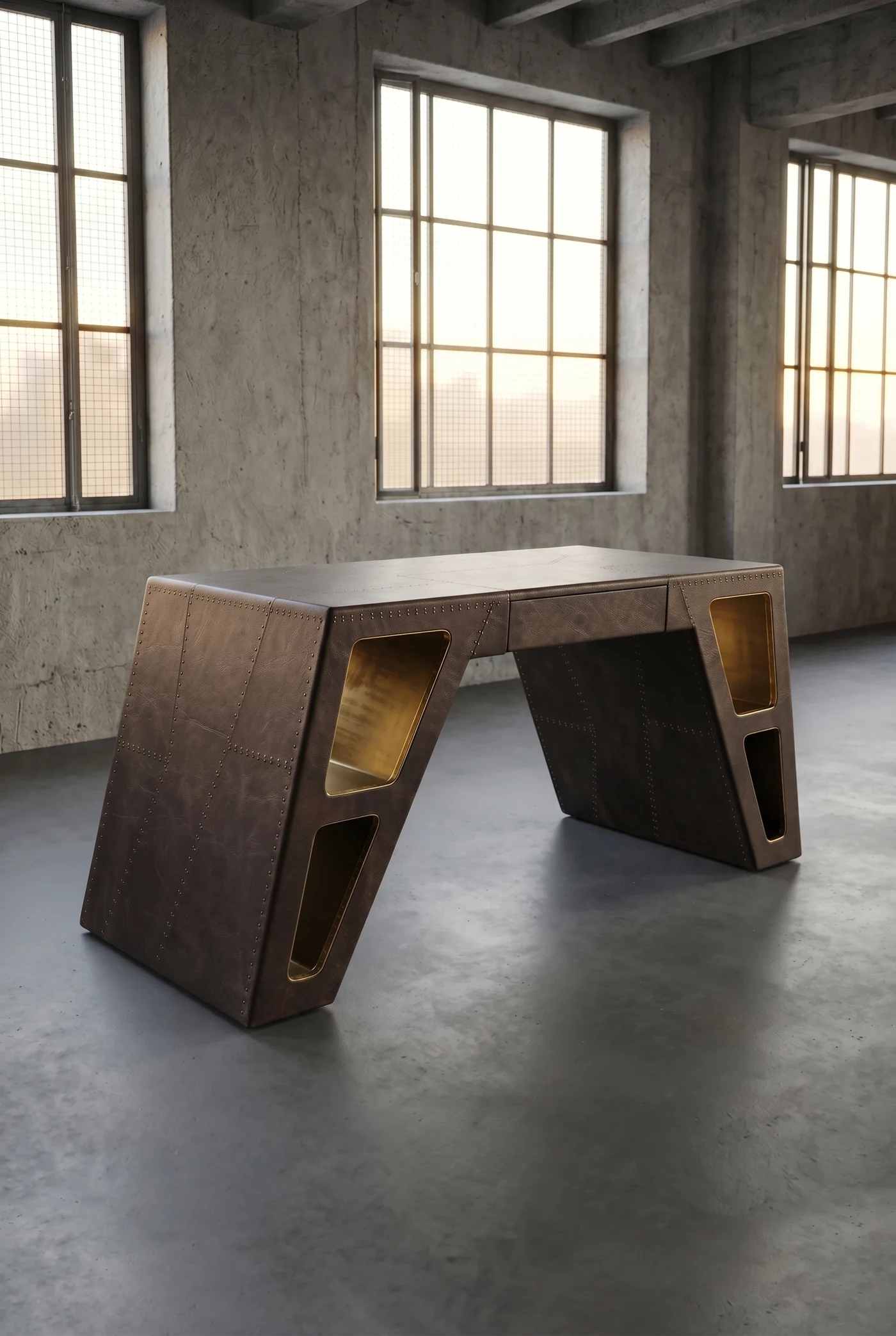 Письменный стол Stargate Brass and Pu-leather — 45°