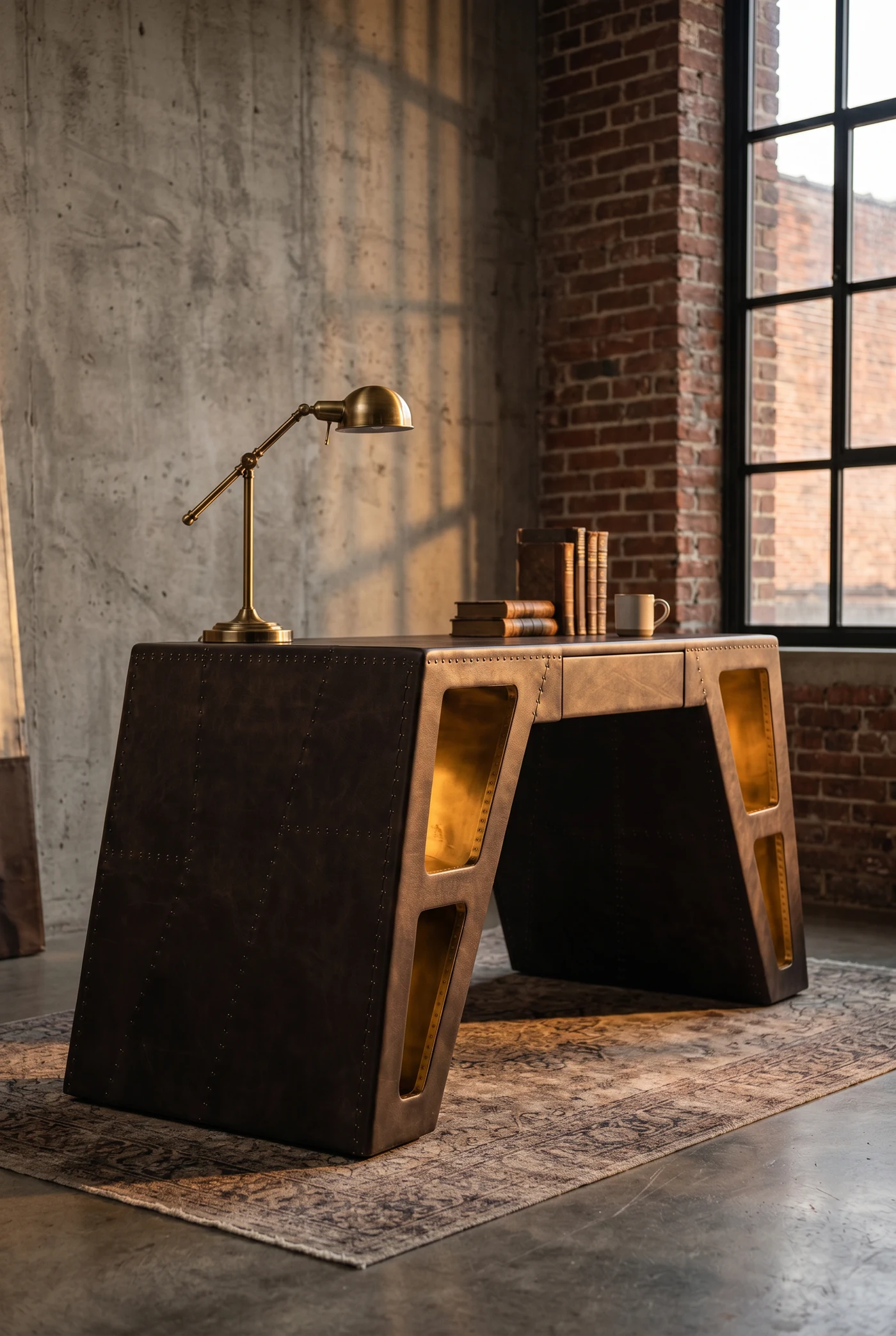 Письменный стол Stargate Brass and Pu-leather — в интерьере