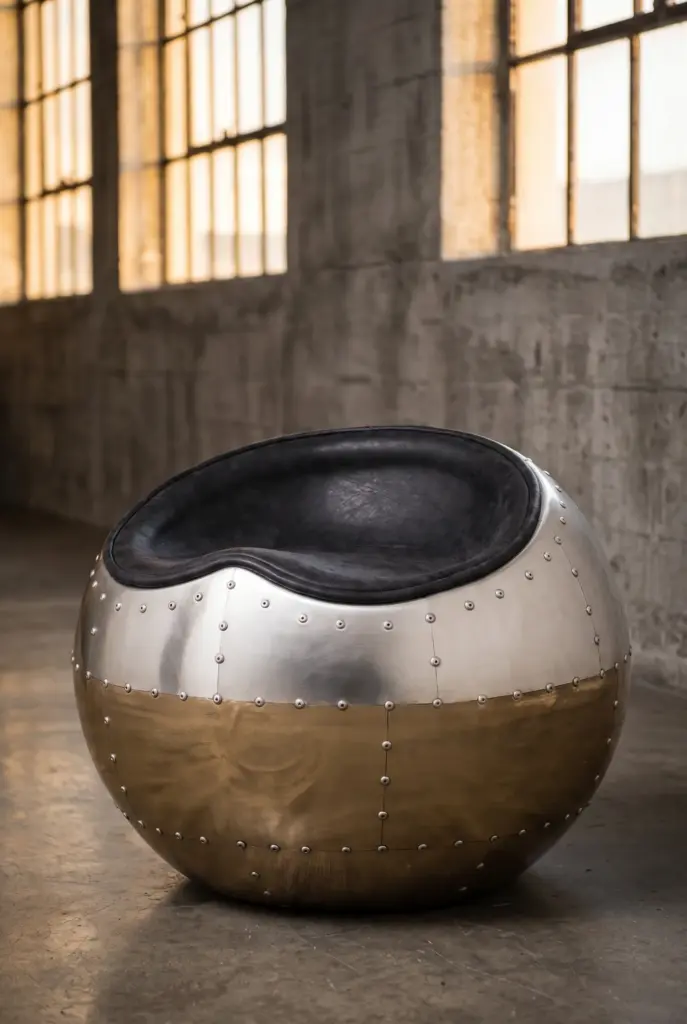 Пуф Seddle Round, Aluminum Finish