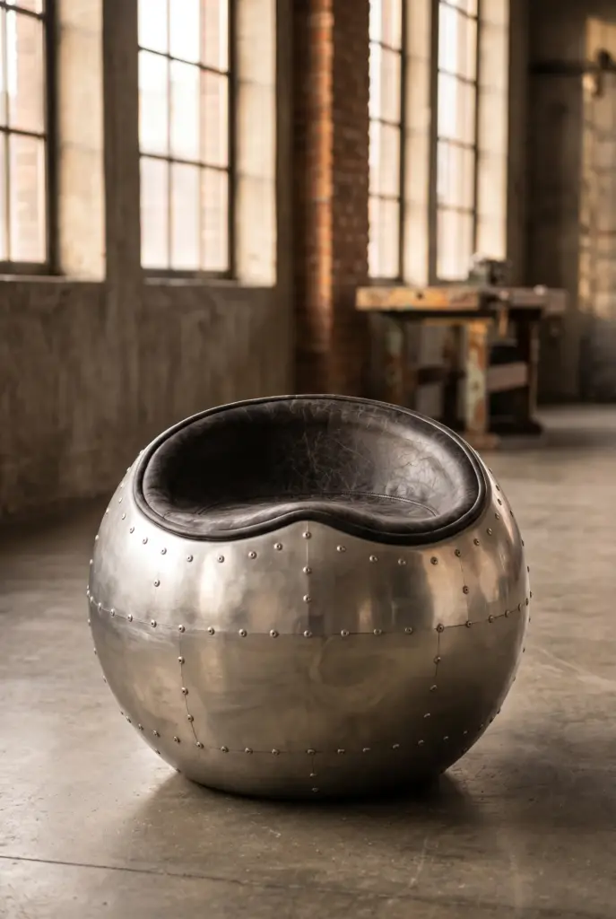 Пуф Seddle Round, Aluminum Finish