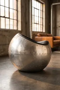 Пуф Seddle Round, Aluminum Finish — профиль