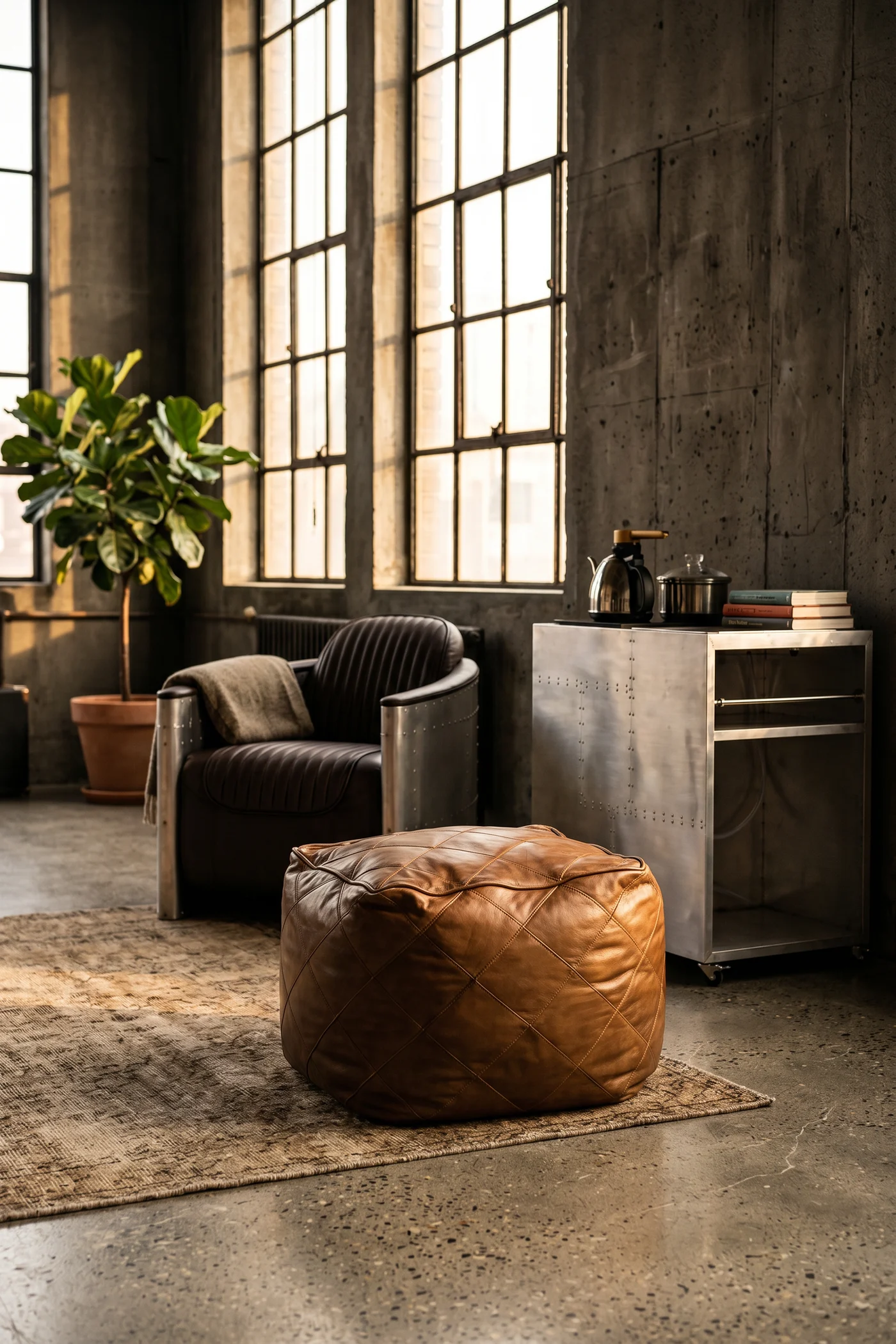 Пуф Softness, Quilted Leather — материал вблизи