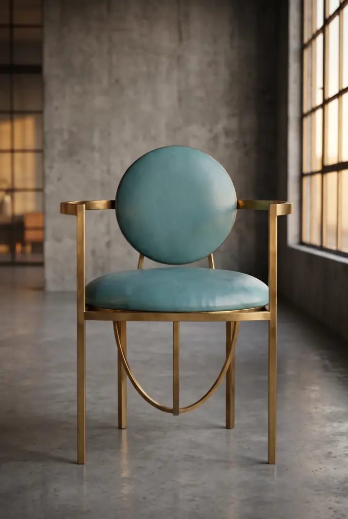 Стул Sphere Blue Gold Base на кухню в стиле лофт — купить в OLD LOFT
