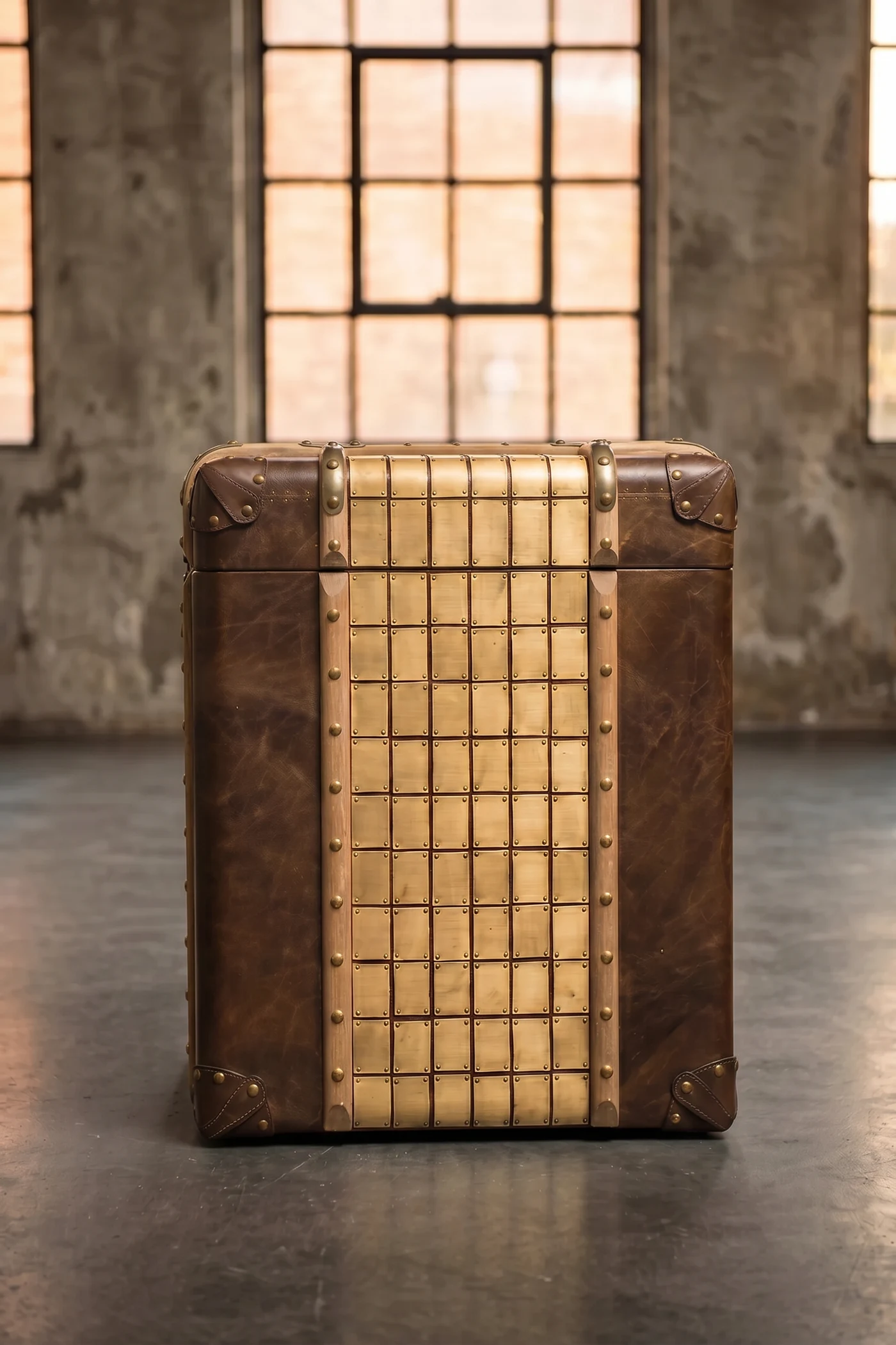Сундук Mosaic Medium, Leather and Brass — профиль