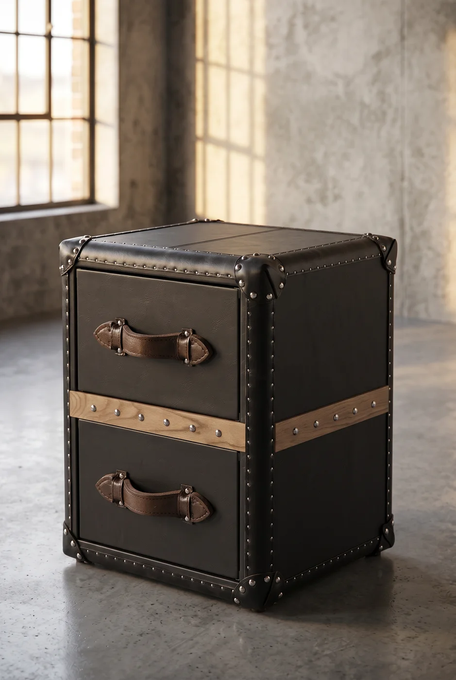 Тумба Art Metal Black Steel в стиле лофт — 45°
