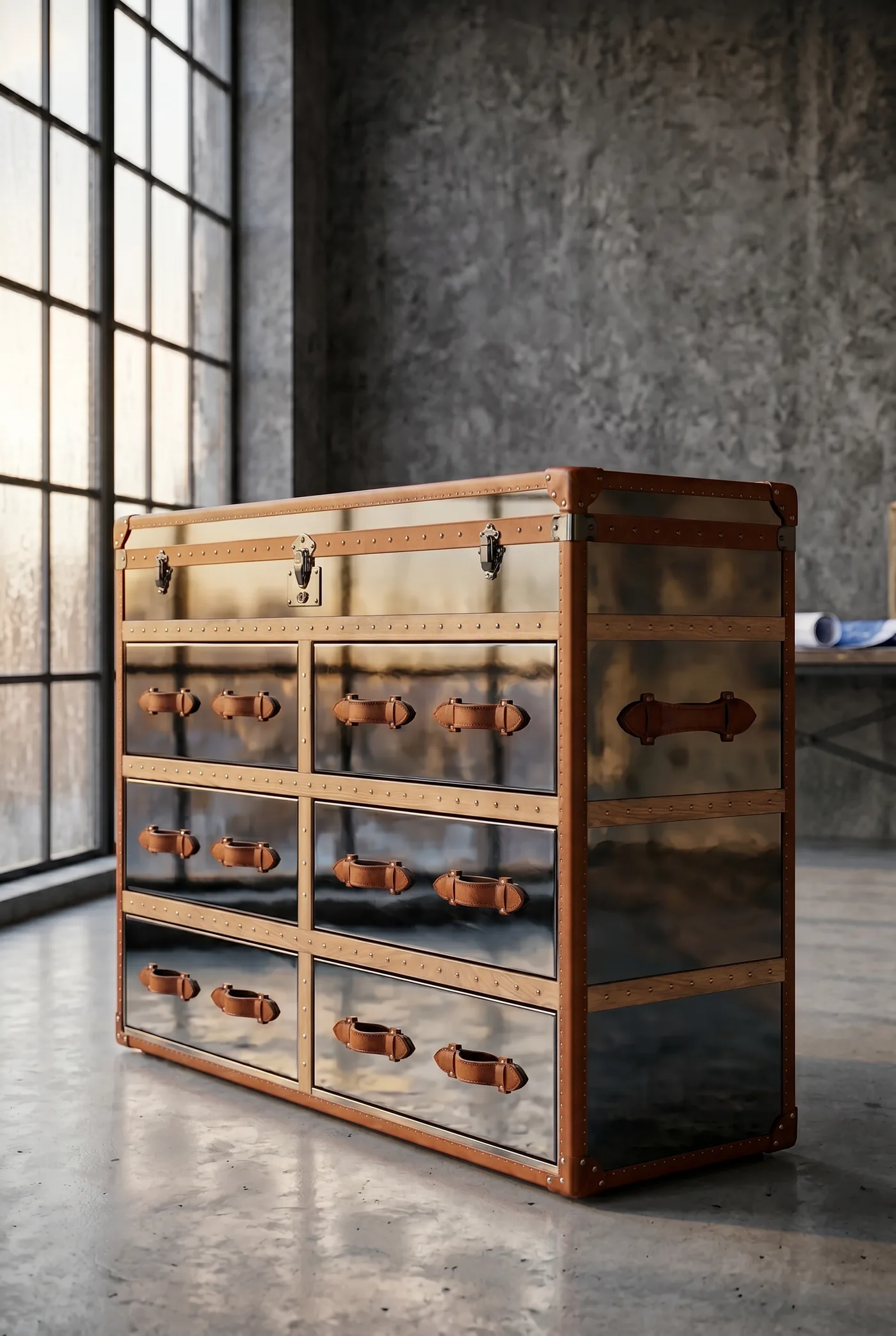 Тумба Entourage Polished Steel 6 Drawer