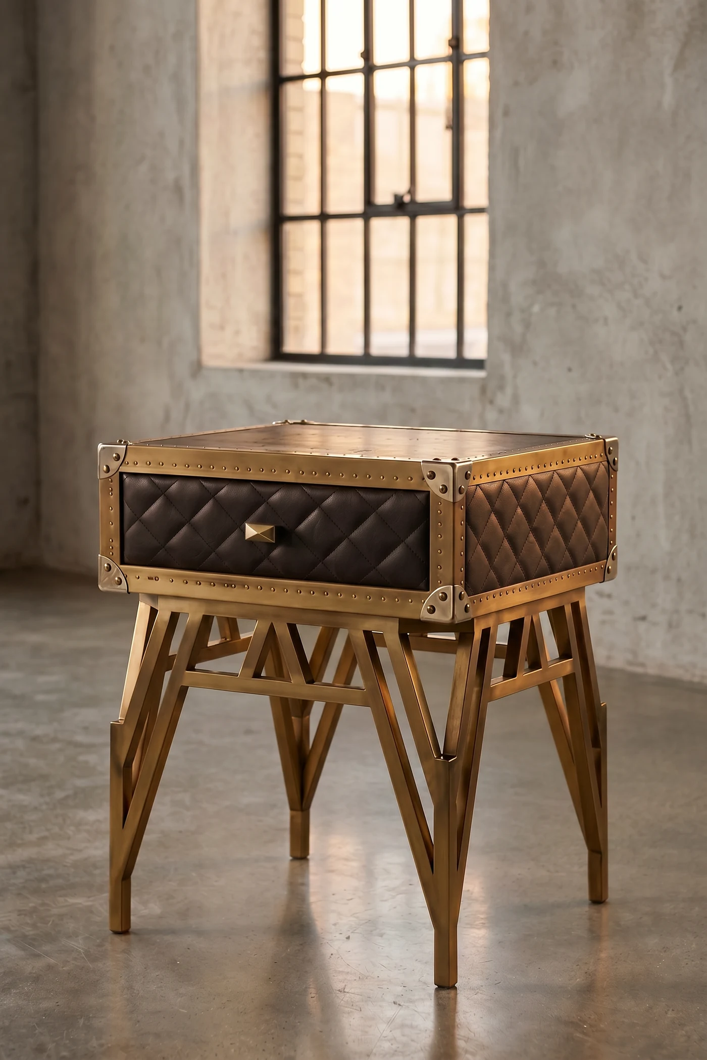Прикроватная тумба Gothic Brass Golden Steel