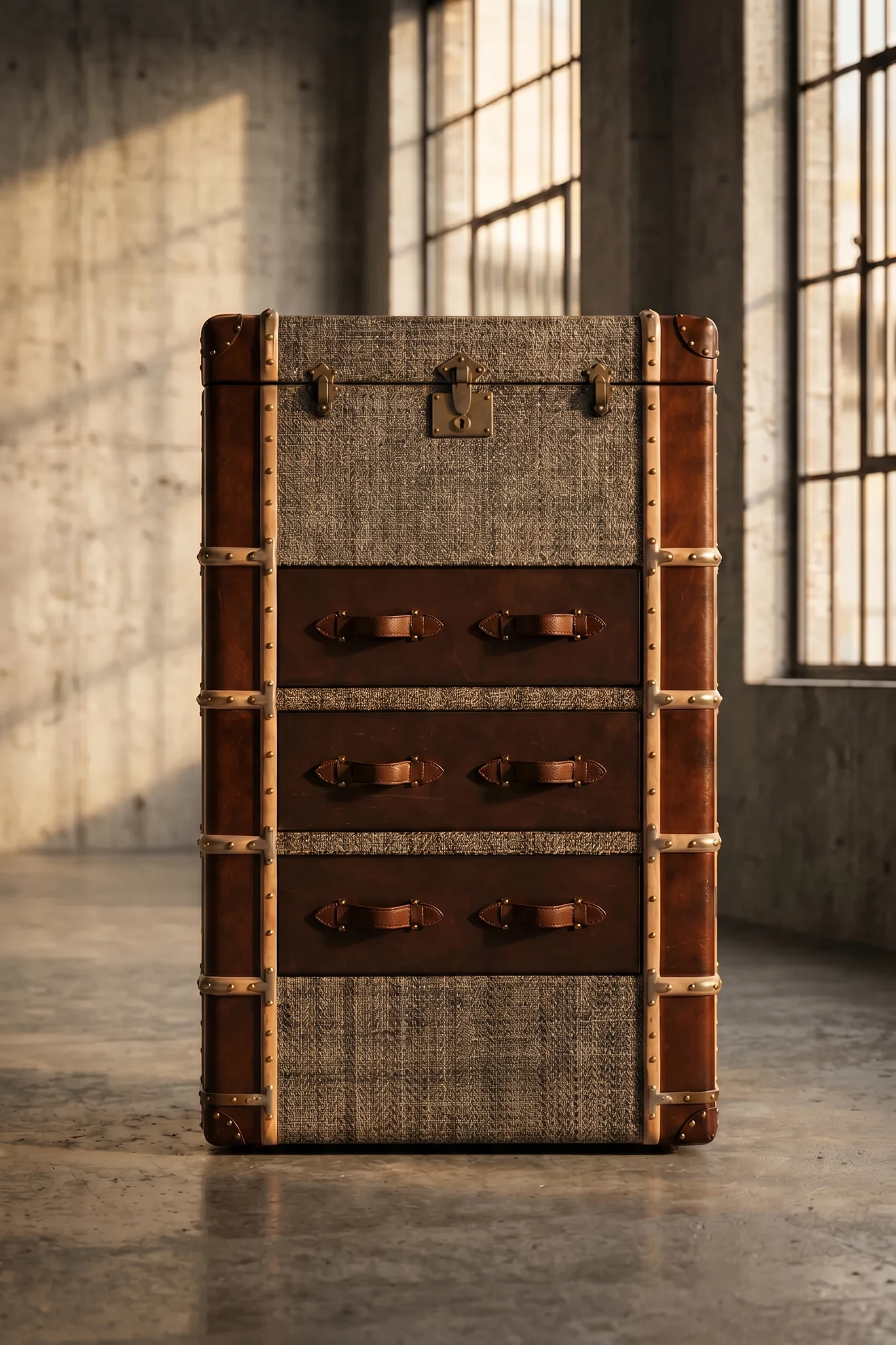 Тумба Old Refrigerator Leather Finish в стиле лофт — купить в OLD LOFT