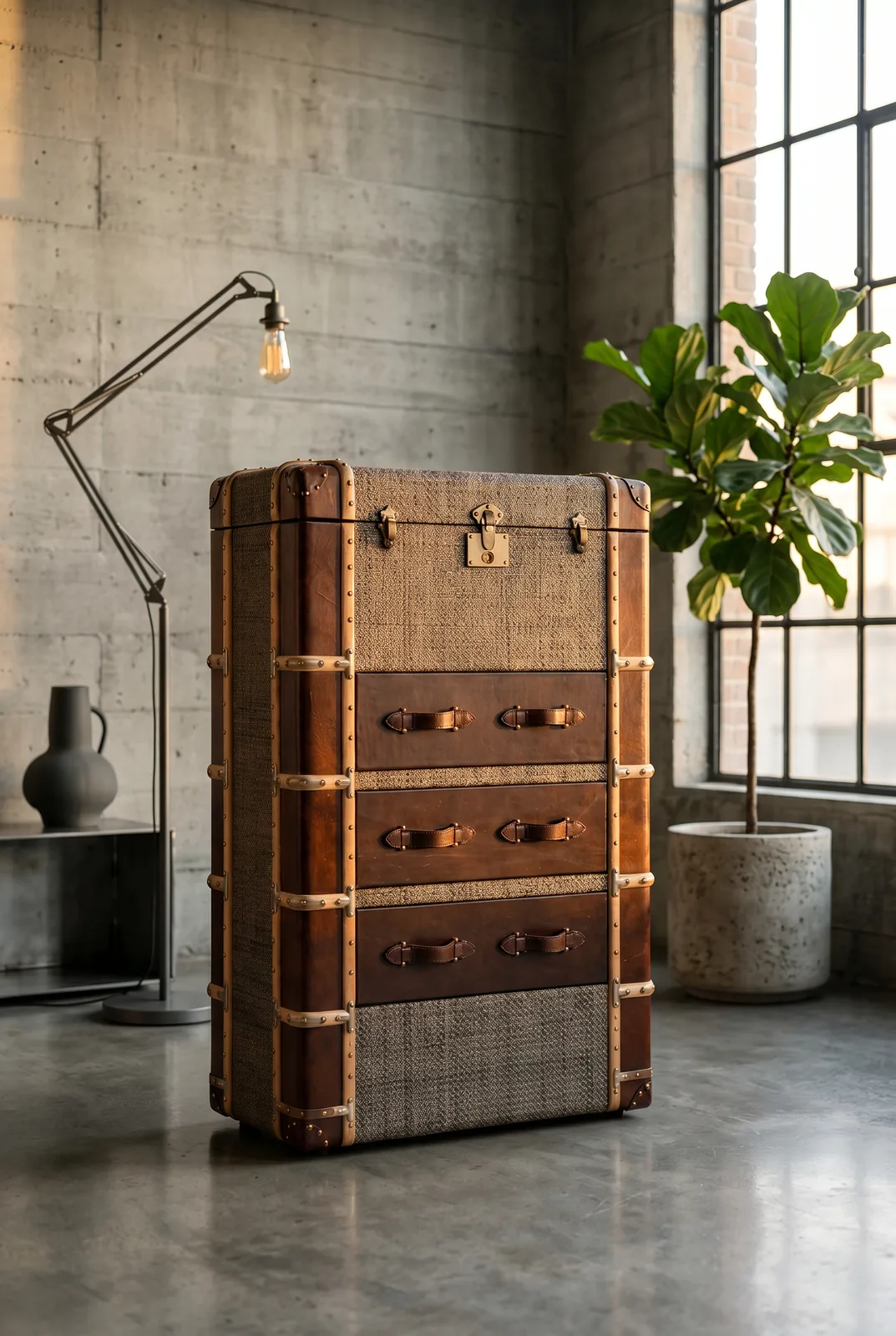 Тумба Old Refrigerator Leather Finish — в интерьере