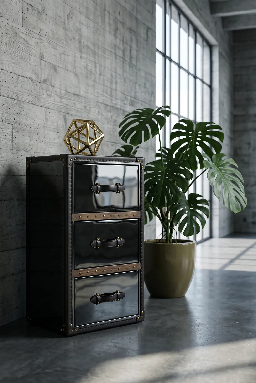 Тумба Onyx 3 Drawers Black Steel — фото 6