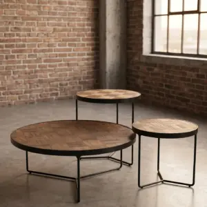 Wood Circle — комплект из 3 столиков (нестинг-трио)