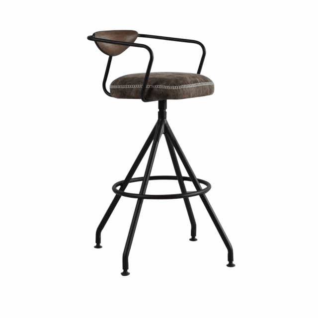 Барный стул Spider Tall Iron с мягкой спинкой в стиле лофт, модерн, индастриал