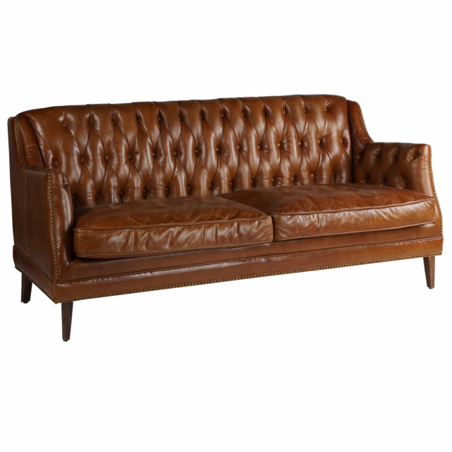 Трехместный диван Royal Dark Leather в стиле лофт, модерн, индастриал