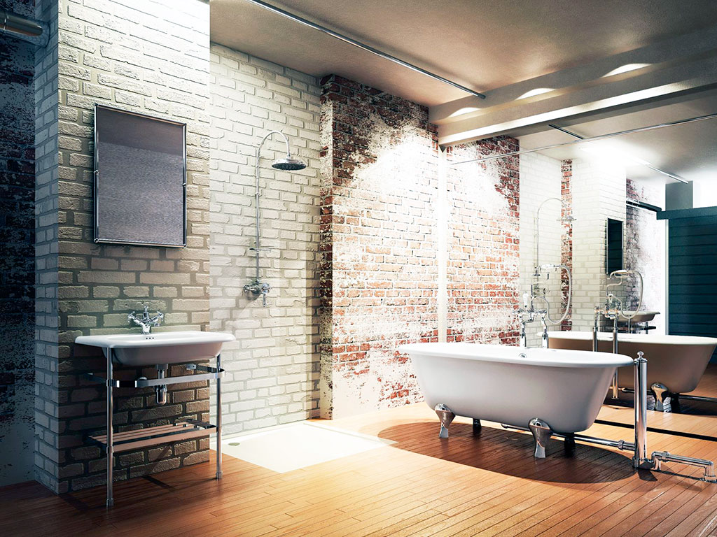 Стильная ванная комната в стиле лофт