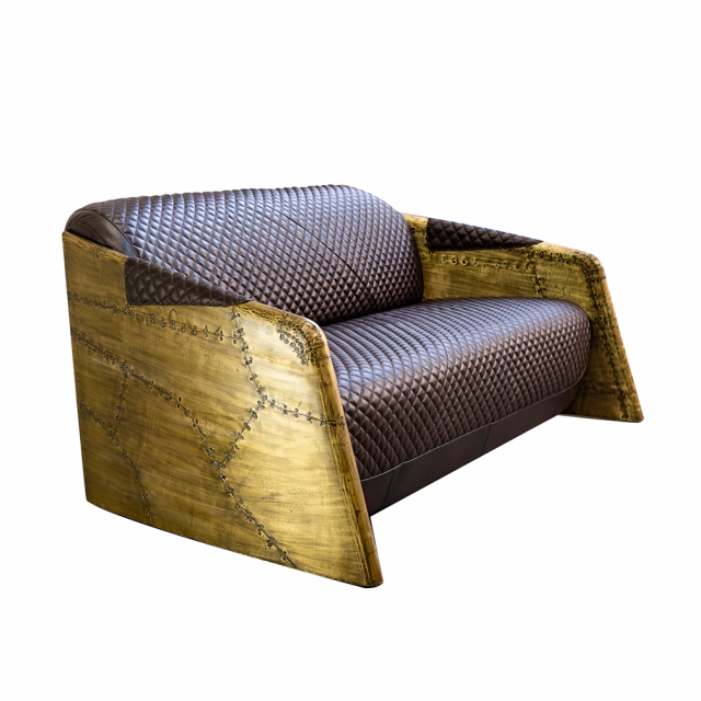 Двухместный диван Take-off Brass Gold Wide 2 Seat в стиле лофт, модерн, индастриал
