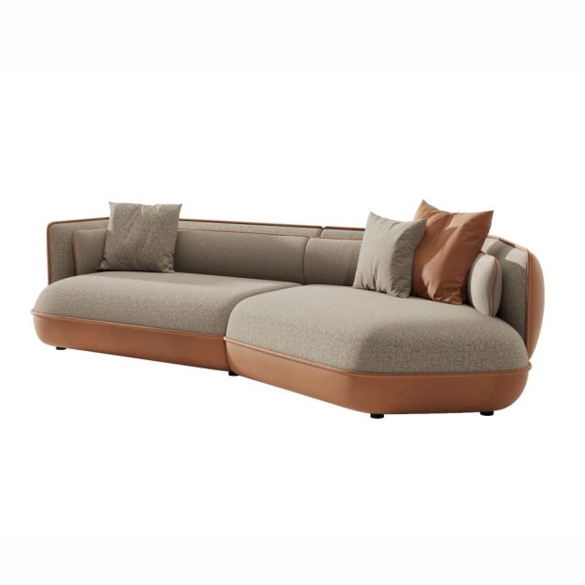 Комбинированный диван из кожи и ткани Kobe