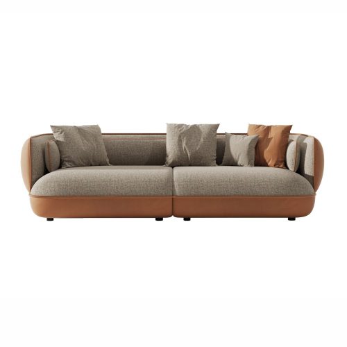 Комбинированный диван из кожи и ткани Kobe Rectangle